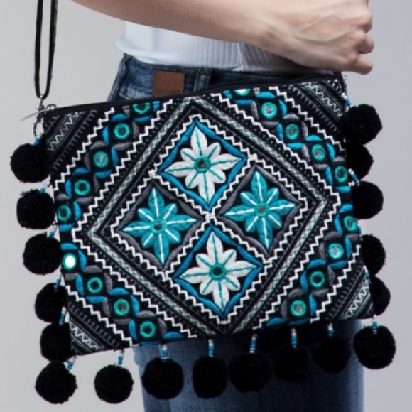 The Boutique Handbags - Handmade Moroccan Flower Embroidered Bag
